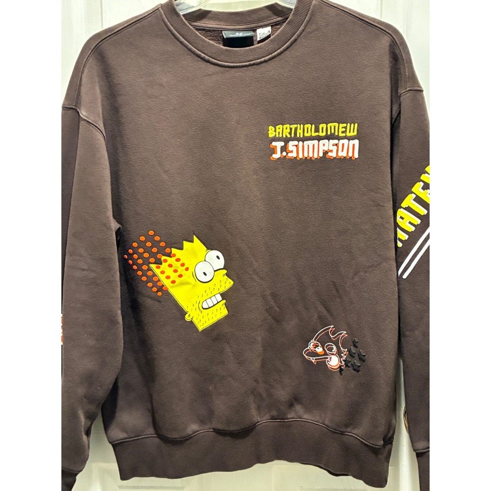 The Simpsons Bart Simpson Brown Relaxed Fit Graphic Sweatshirt Mens Medium